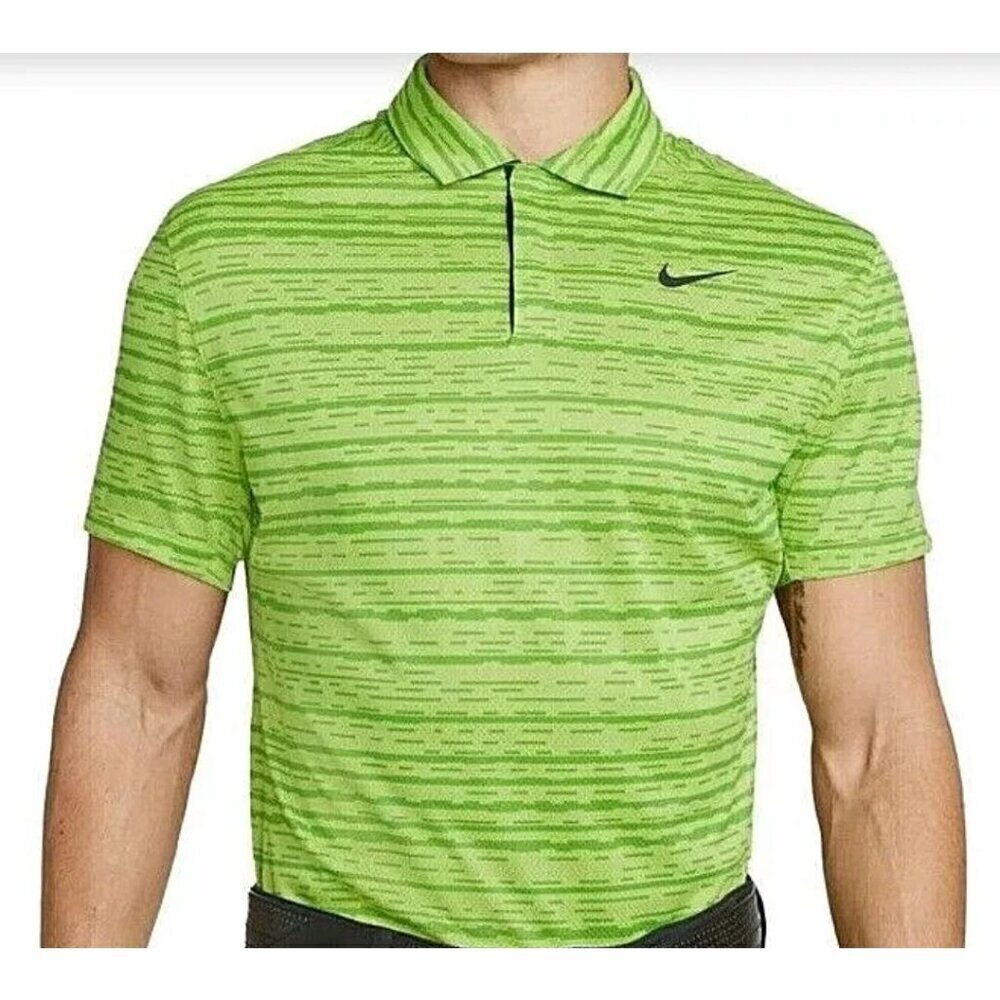 Nike Tiger Woods sz M men dri fit green polo shirt ADV Advantage Masters golf